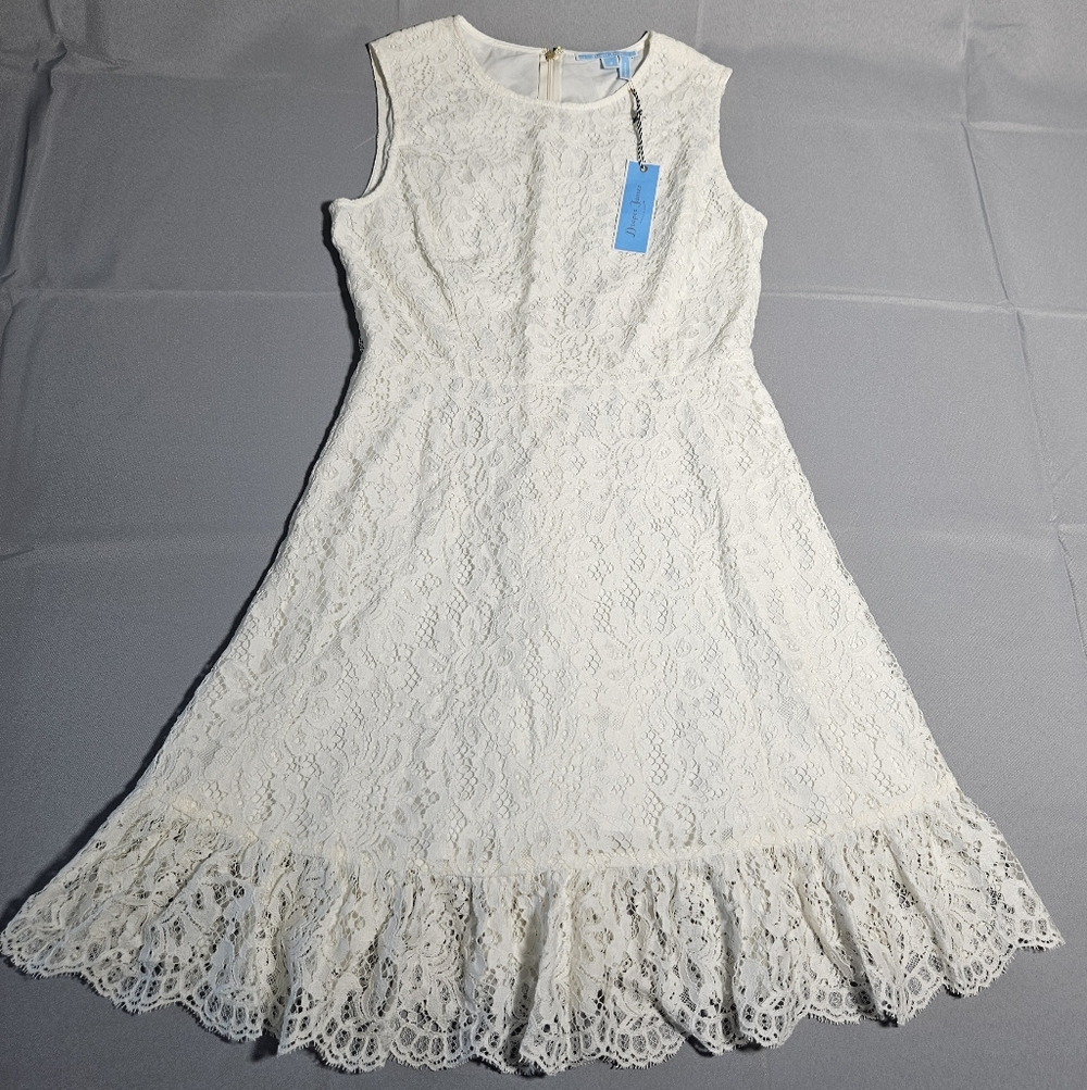 Draper James Lace Trim Sleeveless White Romantic Midi Sz 8 Wedding Boho NWT - Picture 8 of 9